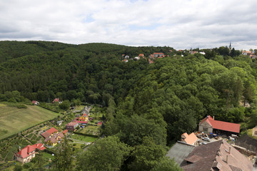 Fototapeta na wymiar Village Krivoklat from gothic Castle Krivoklat. Czech Republic
