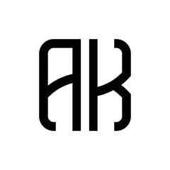 initial letters logo ak black monogram square rounded shape vector