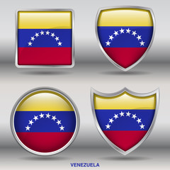 Flag of Venezuela in 4 shapes collection with clipping path