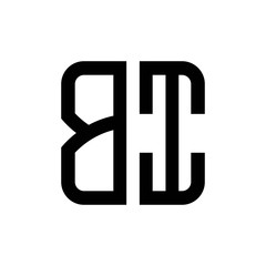 initial letters logo bi black monogram square rounded shape vector