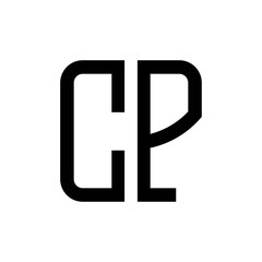 initial letters logo cp black monogram square rounded shape vector