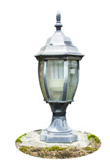 Old vintage street lamp isolated on white background. Clipping path.