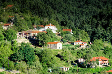 view of houses in Zarouhla village. Ahcaia, Greece