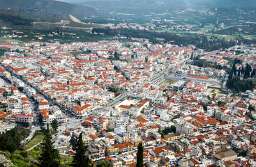 Panoramic view from above of Nafplio city. Greece. Aerial view