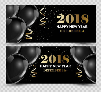 Happy New Year 2018 greeting card or banner template flyer or invitation design.