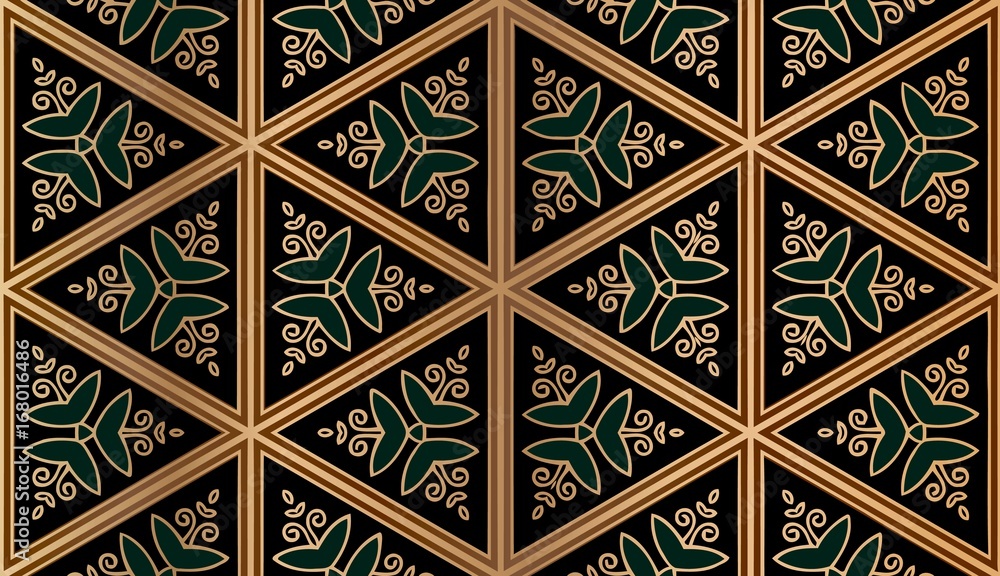 Poster abstract seamless symmetrical pattern art deco elements of geometric figures element for design.