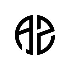 initial letters logo az black monogram circle round shape vector