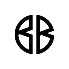 initial letters logo bb black monogram circle round shape vector - obrazy, fototapety, plakaty