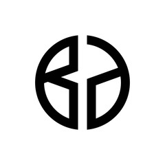initial letters logo bd black monogram circle round shape vector