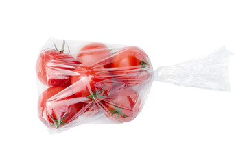 Tomatoes in plastic bag.
