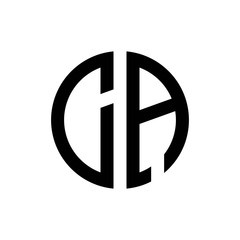 initial letters logo ca black monogram circle round shape vector