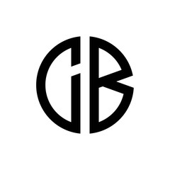 initial letters logo cb black monogram circle round shape vector