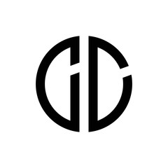 initial letters logo cc black monogram circle round shape vector