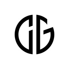 initial letters logo cg black monogram circle round shape vector