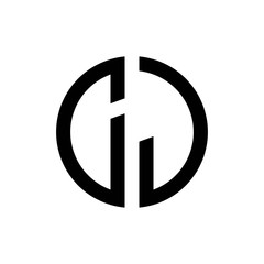 initial letters logo cj black monogram circle round shape vector
