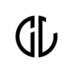 initial letters logo cl black monogram circle round shape vector