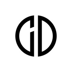 initial letters logo co black monogram circle round shape vector