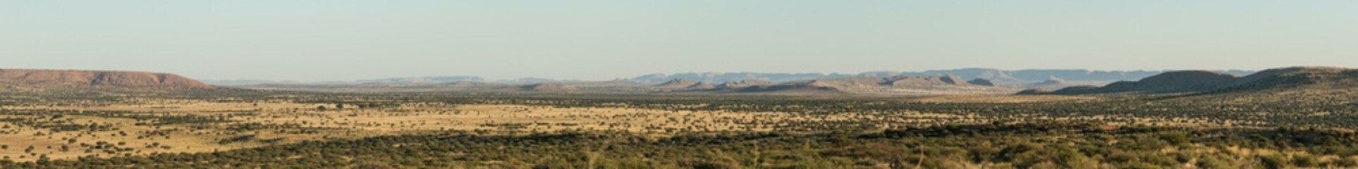 Wide angle landscape views of the scenic Kalahari region in the northern cape province of South Africa