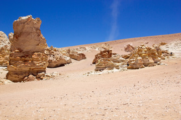 Fototapeta na wymiar Geological monoliths close to Salar the Tara, Chile