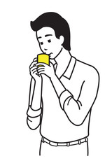 Office worker businessman drink coffee