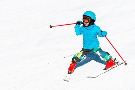 Little child skiing