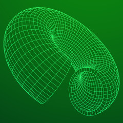 Abstract wireframe slice torus donut. Vector technology background. Connection design template.