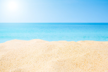 Fototapeta na wymiar Sand beach and Beautiful sea background in summer.