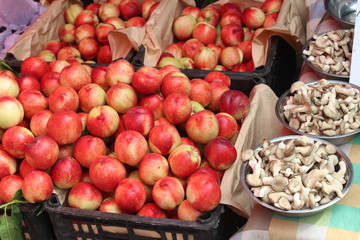 Red and Yellow Nectarines for sale in Xian China Asia 