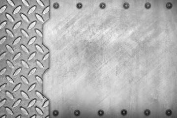 scratched metal with diamond plate background