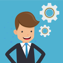 Businessman in Suit and Setting. Business and Finance Concept, Vector Illustration Flat Style.