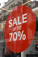 Sale up to 70 percent red sign