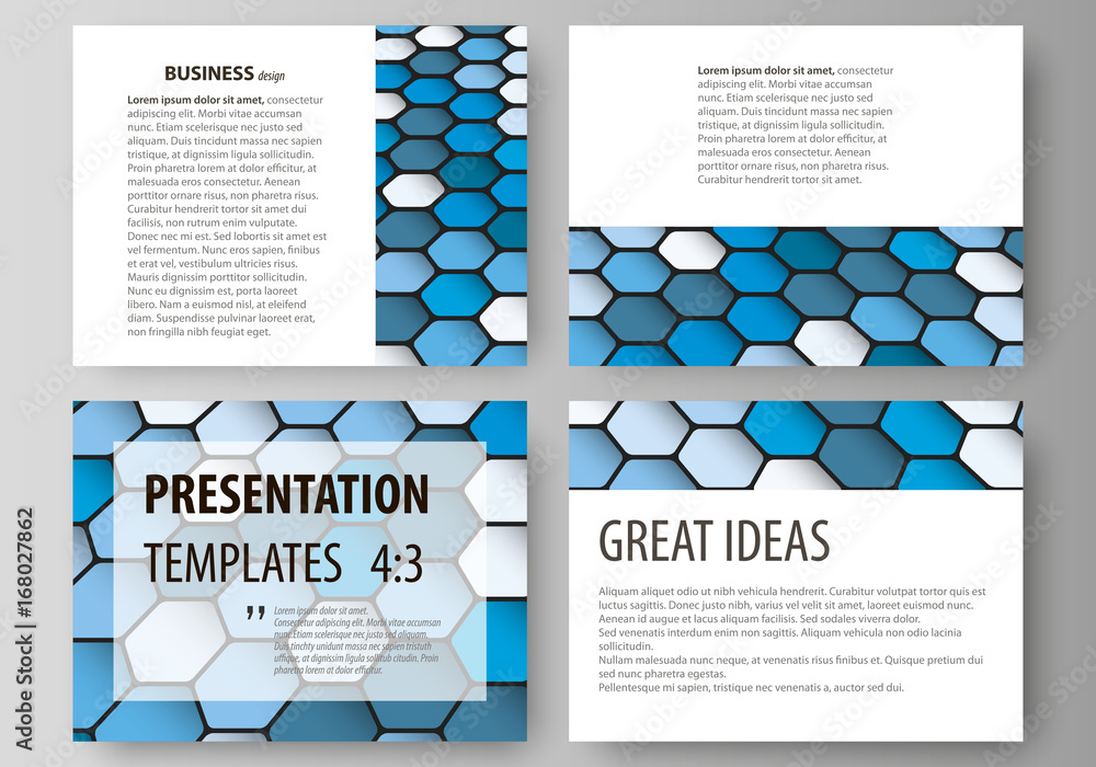 Poster set of business templates for presentation slides. easy editable vector layouts in flat design. blue