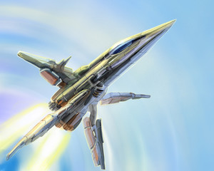 A futuristic fighter aircraft. Science fiction illustration.