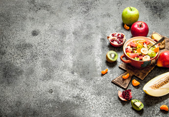 Tropical food . Tropical fruit salad.