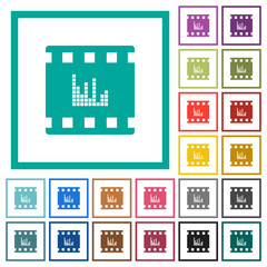 Movie sounds flat color icons with quadrant frames