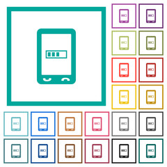 Mobile processing flat color icons with quadrant frames