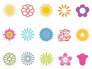 color flower icons set