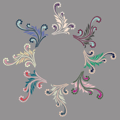 Floral ornament set of eight abstract objects