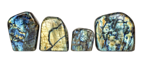 Labradorite crystal stones on white