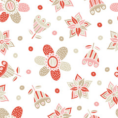 Seamless decorative floral background. Retro motif. Textile rapport.
