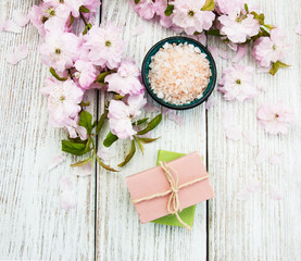 Spa products with sakura blossom