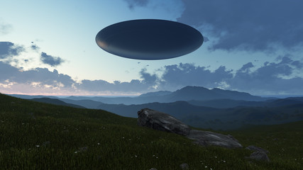 3D UFO over the mountains
