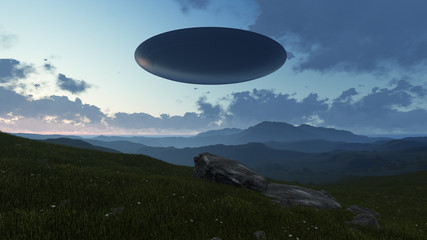 3D UFO over the mountains
