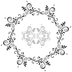 round frame of vintage leaves isolated on background. Vector calligraphy illustration EPS10