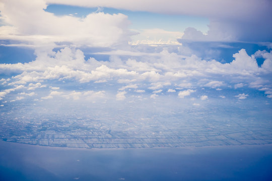 Aerial View Of Rice Fields In Thailand