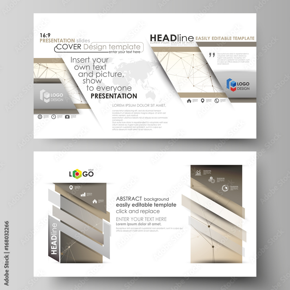 Aufkleber business templates in hd format for presentation slides. abstract vector layouts in flat design. tec