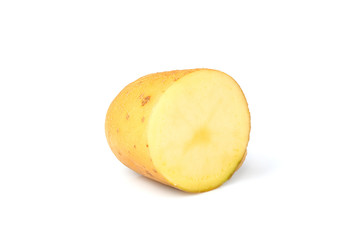 Half of the potato closeup isolated.