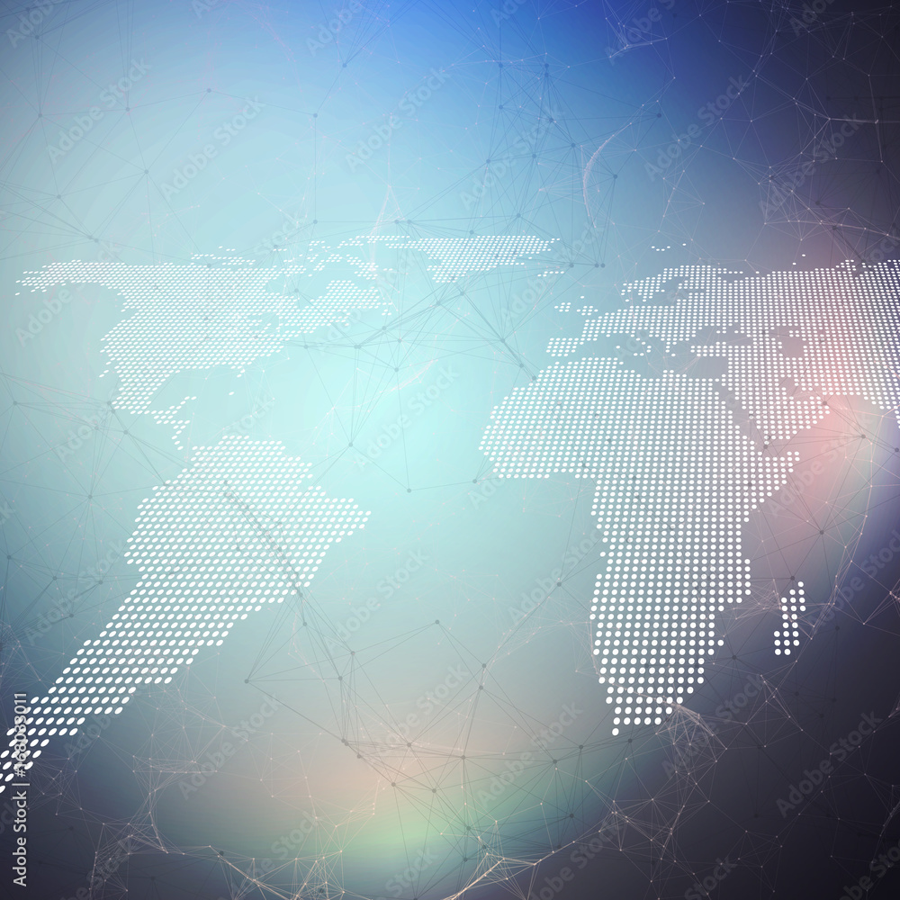 Poster abstract futuristic network shapes. high tech background, connecting lines and dots, polygonal linea