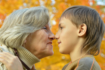 grandmother  and grandson posing 