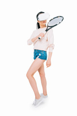 girl playing tennis in virtual reality